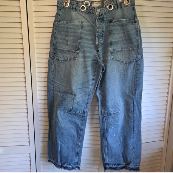 WE THE FREE FREE PEOPLE MOXIE BARREL JEANS Size 28 | Distressed Boho Denim - Picture 2 of 10